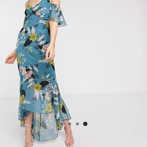 Tall fishtail ruffle dress off the shoulder